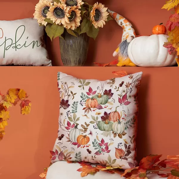 DFXSZ Fall Pillow Covers 18x18 inch Set of 2 Pumpkin Maple Leaf Flower Decorative Throw Pillow Covers Autumn Thanksgiving Farmhouse Decoration for Home couchWhite