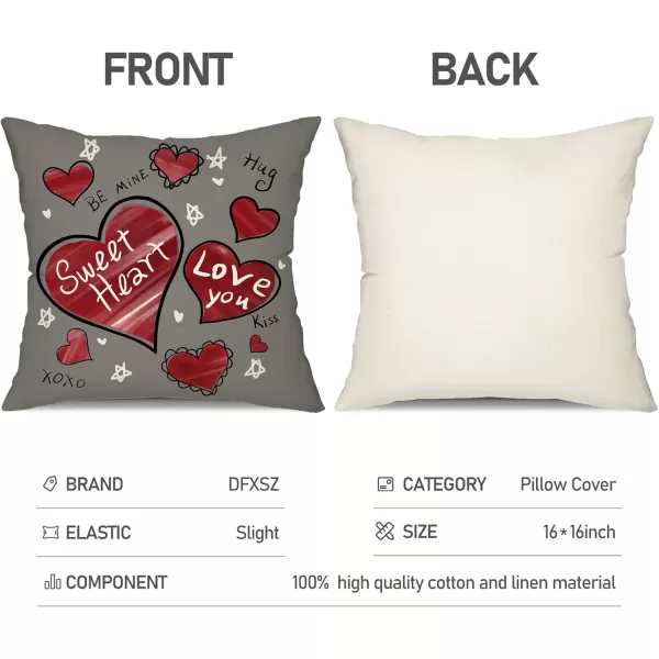 DFXSZ Valentines Day Pillow Covers 16x16 Lovebird Love You Sweetheart Be Mine XXOO Sweet Heart Hello Valenine Love Always Pillowcase for Valentines Day Throw Pillows Cushion Valentines Decorations
