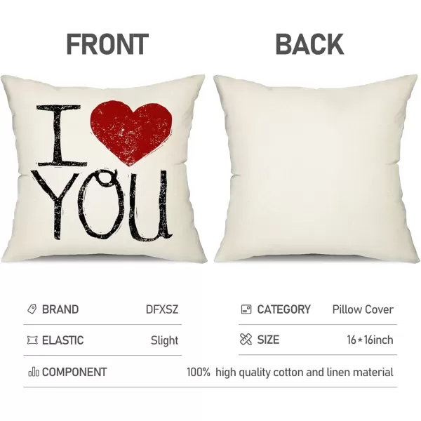 DFXSZ Valentines Day Pillow Covers 16x16 Red Heart Love You Pillowcase for Valentines Day Throw Pillows Cushion Valentines Decorations
