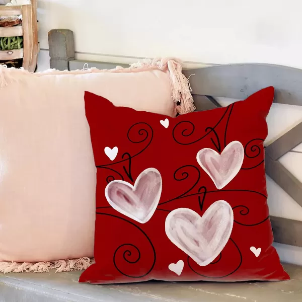 DFXSZ Valentines Day Pillow Covers 16x16 Red Heart Love You Pillowcase for Valentines Day Throw Pillows Cushion Valentines Decorations