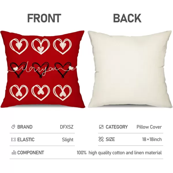 DFXSZ Valentines Day Pillow Covers 18x18 Inch Set of 4 Red Love Heart Valentines Day Throw Pillows Valentines Day Decorations for Sofa Couch
