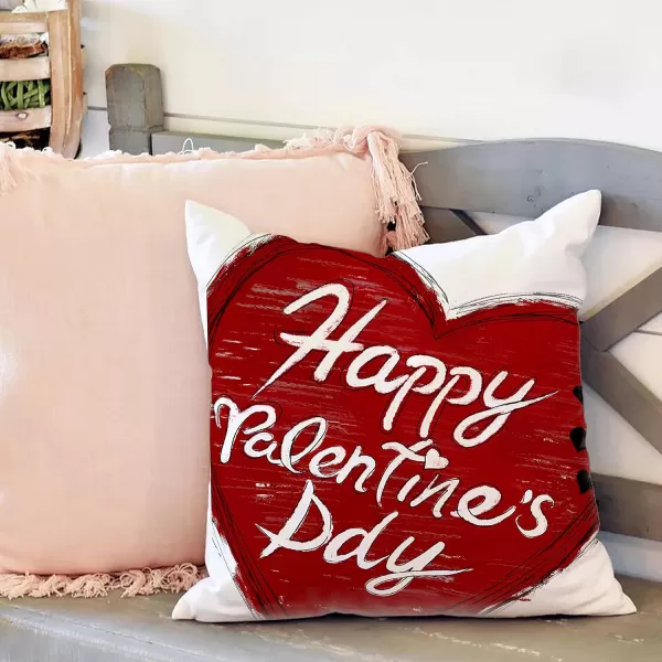 DFXSZ Valentines Day Pillow Covers 18x18 Love Sweet Heart Kiis Hug Happy Valentine Day Throw Pillow Covers Pillowcase for Sofa Couch Home Decoration