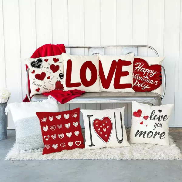 DFXSZ Valentines Day Pillow Covers 18x18 Love Sweet Heart Kiis Hug Happy Valentine Day Throw Pillow Covers Pillowcase for Sofa Couch Home Decoration