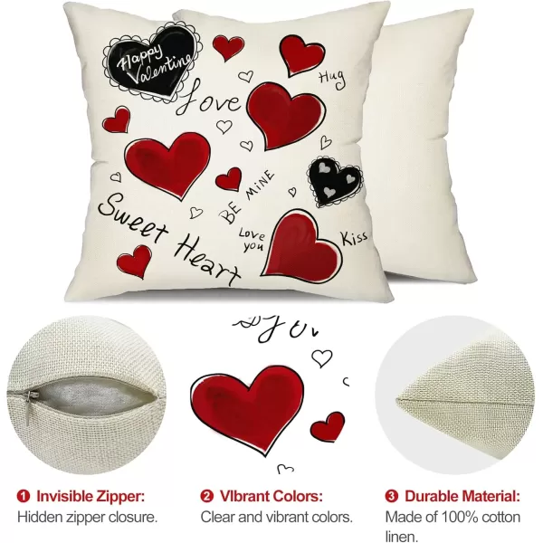 DFXSZ Valentines Day Pillow Covers 18x18 Love Sweet Heart Kiis Hug Happy Valentine Day Throw Pillow Covers Pillowcase for Sofa Couch Home Decoration