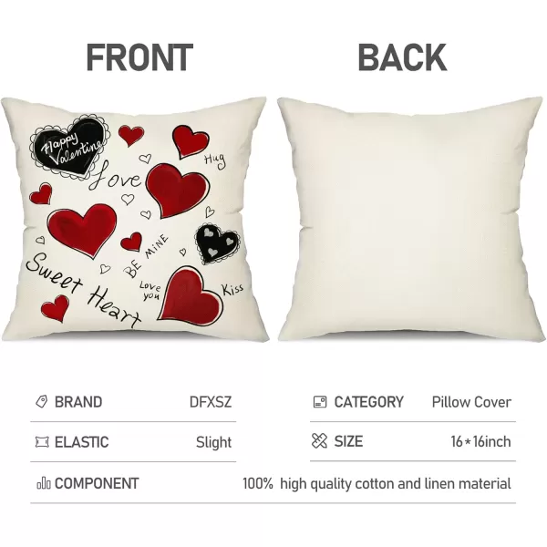 DFXSZ Valentines Day Pillow Covers 20x20 Love Sweet Heart Kiis Hug Happy Valentine Day Throw Pillow Covers Pillowcase for Sofa Couch Home Decoration