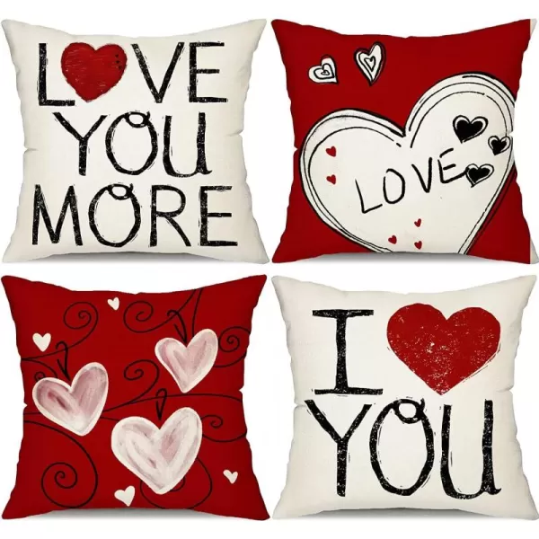 DFXSZ Valentines Day Pillow Covers 16x16 Red Heart Love You Pillowcase for Valentines Day Throw Pillows Cushion Valentines Decorations