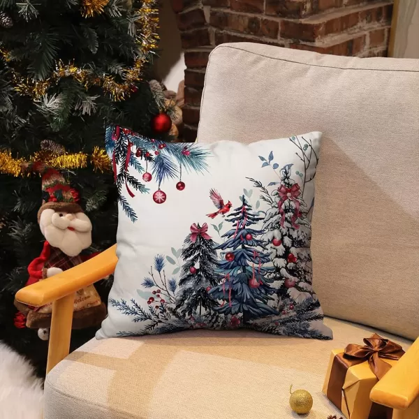 DFXSZ Christmas Pillow Covers 18x18 Inch Set of 2 Christmas Tree Decorative Throw Pillows Winter Christmas Decor for Home Couch TH35B18Blue