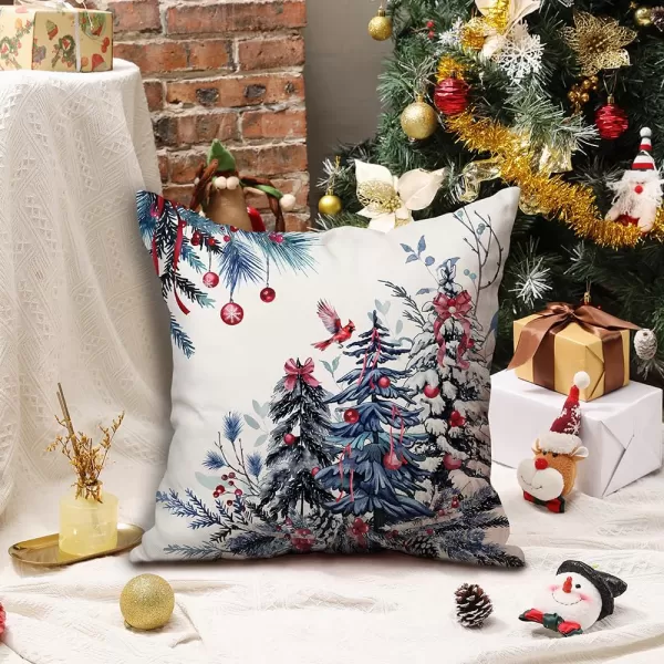 DFXSZ Christmas Pillow Covers 18x18 Inch Set of 2 Christmas Tree Decorative Throw Pillows Winter Christmas Decor for Home Couch TH35B18Blue