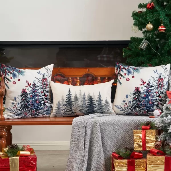 DFXSZ Christmas Pillow Covers 18x18 Inch Set of 2 Christmas Tree Decorative Throw Pillows Winter Christmas Decor for Home Couch TH35B18Blue