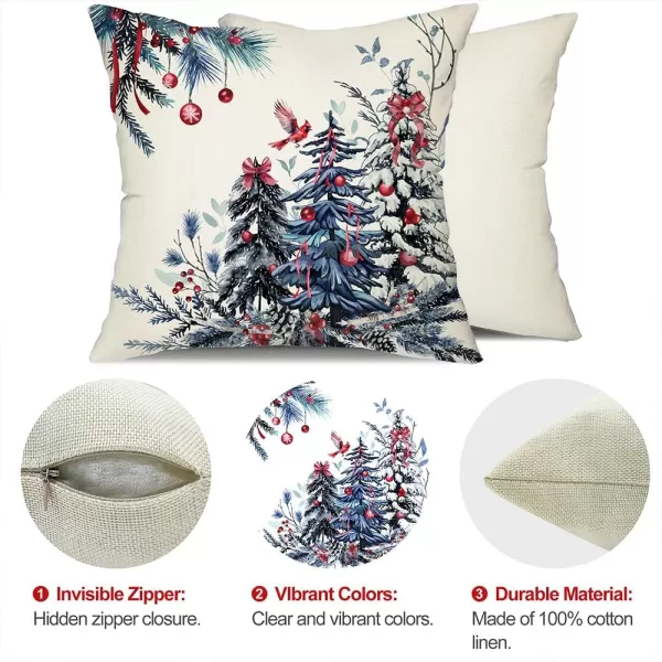 DFXSZ Christmas Pillow Covers 18x18 Inch Set of 2 Christmas Tree Decorative Throw Pillows Winter Christmas Decor for Home Couch TH35B18Blue