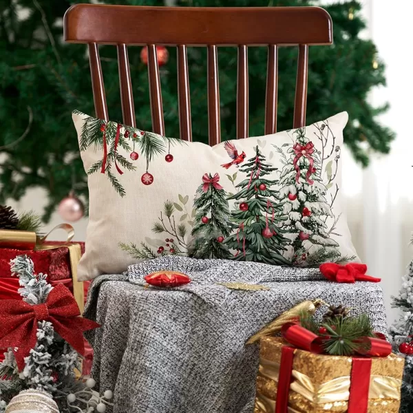 DFXSZ Christmas Pillow Covers 18x18 Inch Set of 2 Christmas Tree Decorative Throw Pillows Winter Christmas Decor for Home Couch TH35B18Green