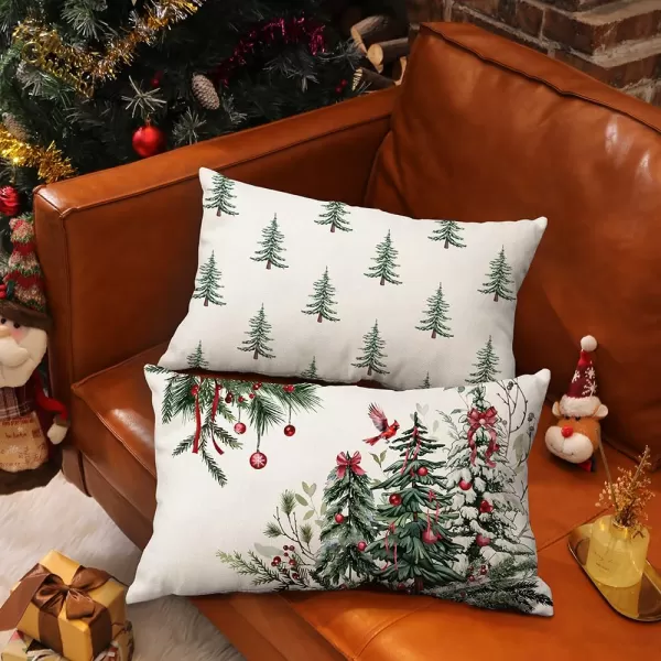 DFXSZ Christmas Pillow Covers 18x18 Inch Set of 2 Christmas Tree Decorative Throw Pillows Winter Christmas Decor for Home Couch TH35B18Green