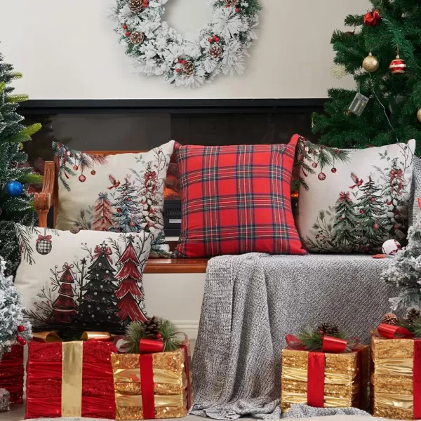 DFXSZ Christmas Pillow Covers 18x18 Inch Set of 2 Christmas Tree Decorative Throw Pillows Winter Christmas Decor for Home Couch TH35B18Green