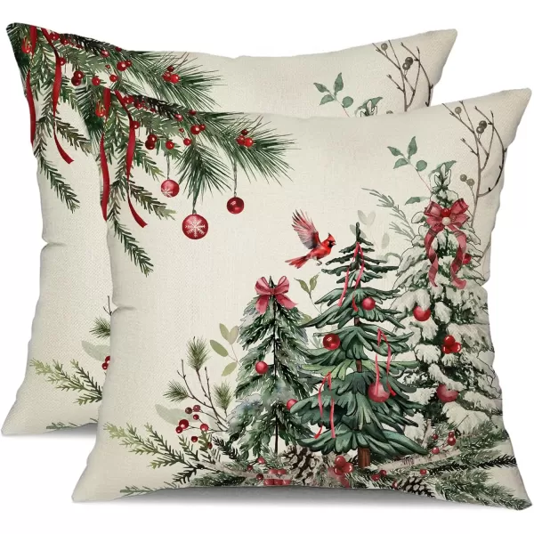 DFXSZ Christmas Pillow Covers 18x18 Inch Set of 2 Christmas Tree Decorative Throw Pillows Winter Christmas Decor for Home Couch TH35B18Green