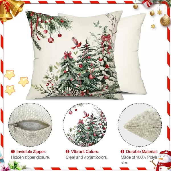 DFXSZ Christmas Pillow Covers 18x18 Inch Set of 2 Christmas Tree Decorative Throw Pillows Winter Christmas Decor for Home Couch TH35B18Green