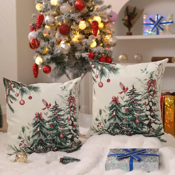 DFXSZ Christmas Pillow Covers 18x18 Inch Set of 2 Christmas Tree Decorative Throw Pillows Winter Christmas Decor for Home Couch TH35B18Green