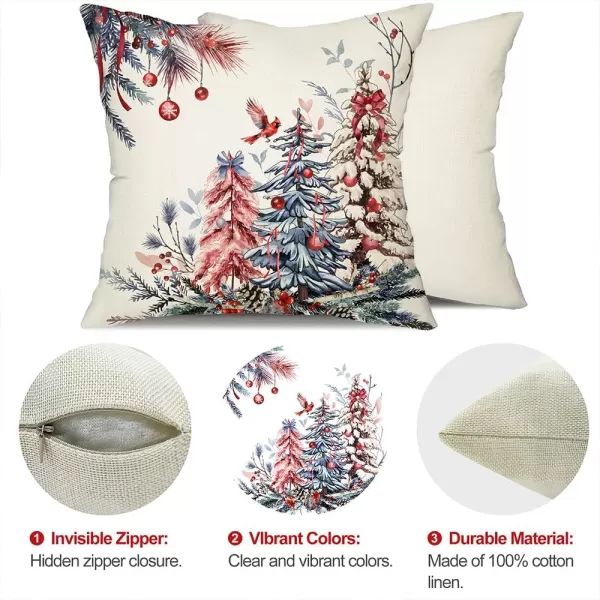 DFXSZ Christmas Pillow Covers 18x18 Inch Set of 2 Christmas Tree Decorative Throw Pillows Winter Christmas Decor for Home Couch TH35B18Pink Blue