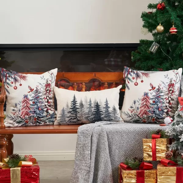 DFXSZ Christmas Pillow Covers 18x18 Inch Set of 2 Christmas Tree Decorative Throw Pillows Winter Christmas Decor for Home Couch TH35B18Pink Blue