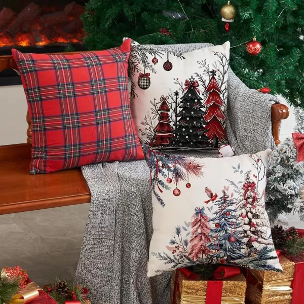 DFXSZ Christmas Pillow Covers 18x18 Inch Set of 2 Christmas Tree Decorative Throw Pillows Winter Christmas Decor for Home Couch TH35B18Pink Blue
