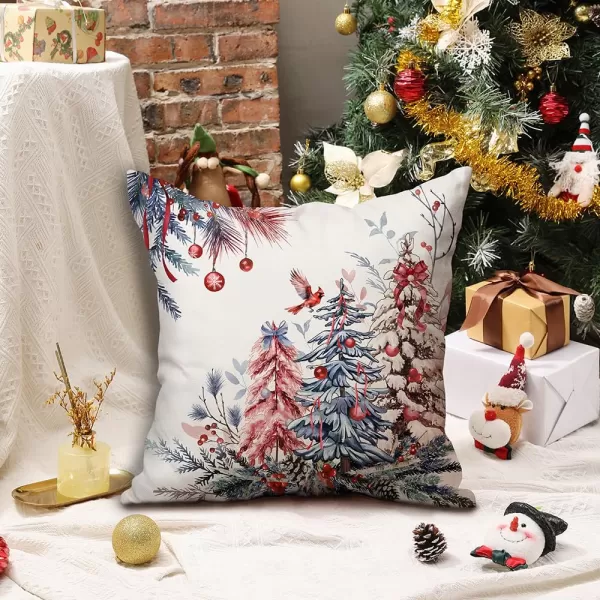 DFXSZ Christmas Pillow Covers 18x18 Inch Set of 2 Christmas Tree Decorative Throw Pillows Winter Christmas Decor for Home Couch TH35B18Pink Blue