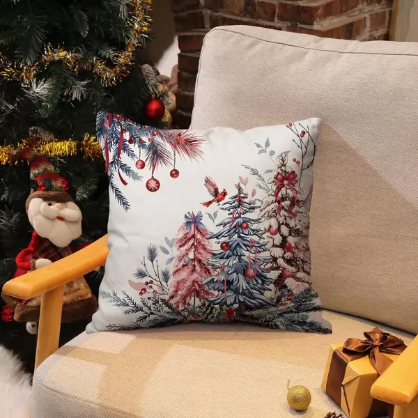 DFXSZ Christmas Pillow Covers 18x18 Inch Set of 2 Christmas Tree Decorative Throw Pillows Winter Christmas Decor for Home Couch TH35B18Pink Blue