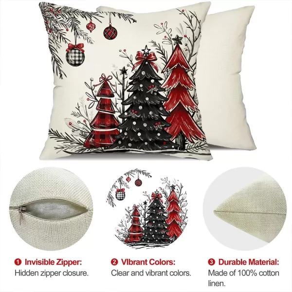 DFXSZ Christmas Pillow Covers 18x18 Inch Set of 2 Christmas Tree Decorative Throw Pillows Winter Christmas Decor for Home Couch TH35B18Red