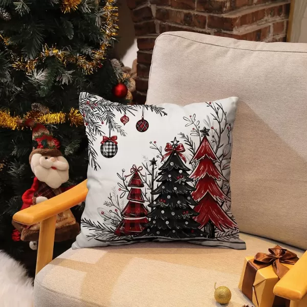 DFXSZ Christmas Pillow Covers 18x18 Inch Set of 2 Christmas Tree Decorative Throw Pillows Winter Christmas Decor for Home Couch TH35B18Red