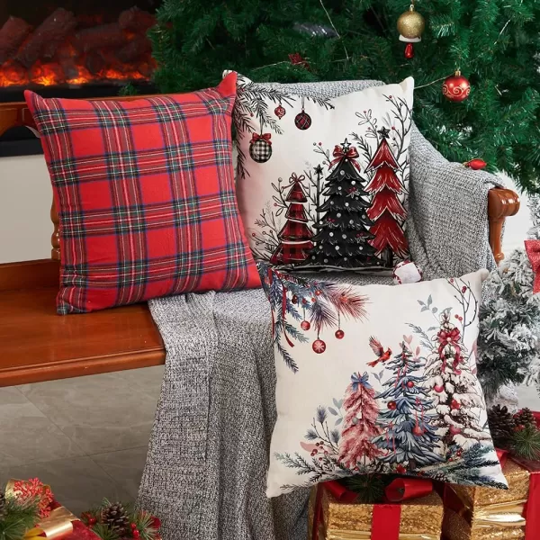 DFXSZ Christmas Pillow Covers 18x18 Inch Set of 2 Christmas Tree Decorative Throw Pillows Winter Christmas Decor for Home Couch TH35B18Red