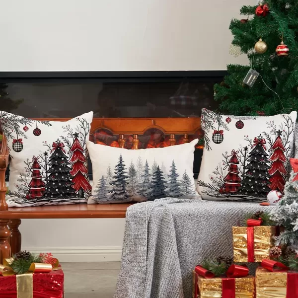 DFXSZ Christmas Pillow Covers 18x18 Inch Set of 2 Christmas Tree Decorative Throw Pillows Winter Christmas Decor for Home Couch TH35B18Red