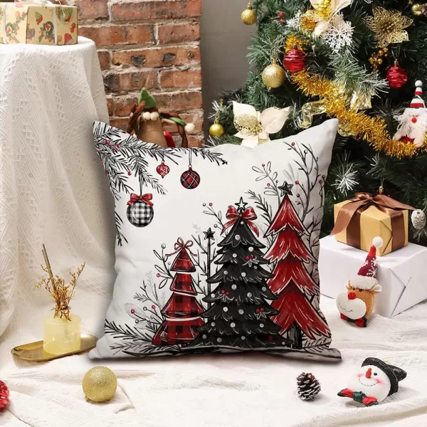 DFXSZ Christmas Pillow Covers 18x18 Inch Set of 2 Christmas Tree Decorative Throw Pillows Winter Christmas Decor for Home Couch TH35B18Red