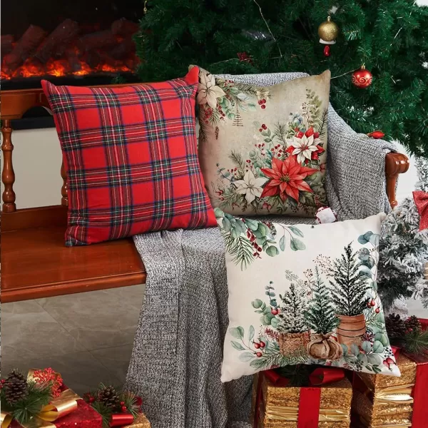 DFXSZ Christmas Pillow Covers 18x18 Inch Set of 2 Christmas Tree Decorative Throw Pillows Winter Christmas Decor for Home Couch TH35B18White