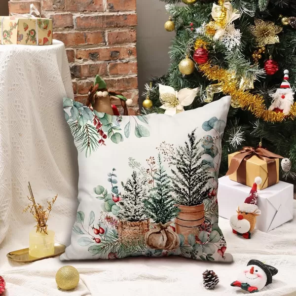 DFXSZ Christmas Pillow Covers 18x18 Inch Set of 2 Christmas Tree Decorative Throw Pillows Winter Christmas Decor for Home Couch TH35B18White