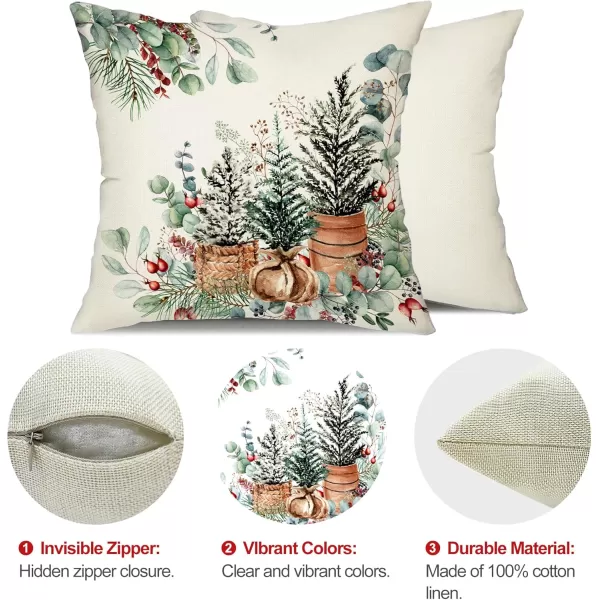 DFXSZ Christmas Pillow Covers 18x18 Inch Set of 2 Christmas Tree Decorative Throw Pillows Winter Christmas Decor for Home Couch TH35B18White