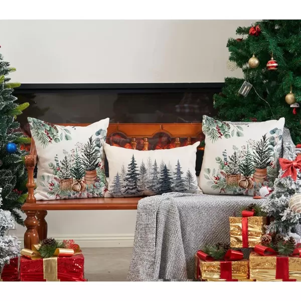 DFXSZ Christmas Pillow Covers 18x18 Inch Set of 2 Christmas Tree Decorative Throw Pillows Winter Christmas Decor for Home Couch TH35B18White