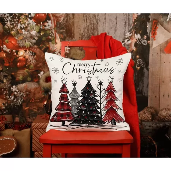 DFXSZ Christmas Pillow Covers 18x18 Inch Set of 2 Christmas Tree Decorative Throw Pillows Winter Christmas Decor for Home Couch TH35B18White1