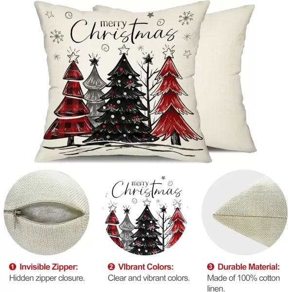 DFXSZ Christmas Pillow Covers 18x18 Inch Set of 2 Christmas Tree Decorative Throw Pillows Winter Christmas Decor for Home Couch TH35B18White1