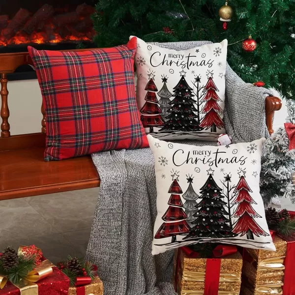 DFXSZ Christmas Pillow Covers 18x18 Inch Set of 2 Christmas Tree Decorative Throw Pillows Winter Christmas Decor for Home Couch TH35B18White1