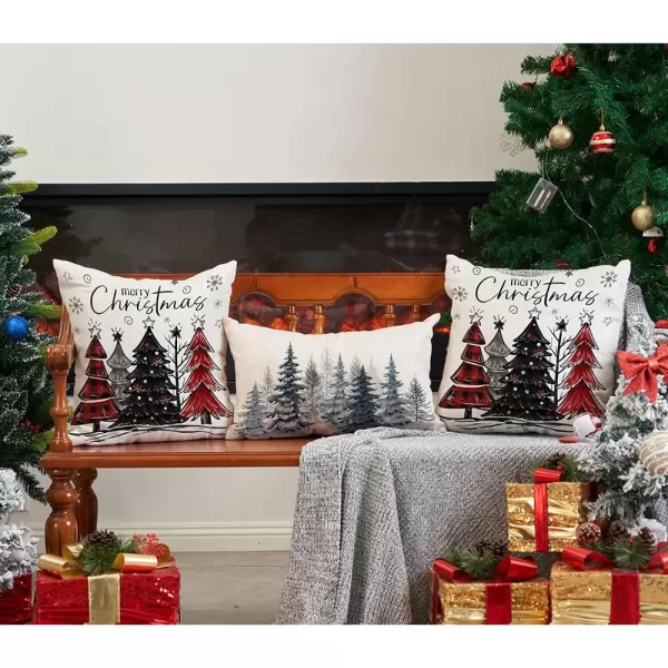 DFXSZ Christmas Pillow Covers 18x18 Inch Set of 2 Christmas Tree Decorative Throw Pillows Winter Christmas Decor for Home Couch TH35B18White1