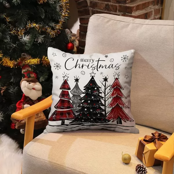 DFXSZ Christmas Pillow Covers 18x18 Inch Set of 2 Christmas Tree Decorative Throw Pillows Winter Christmas Decor for Home Couch TH35B18White1
