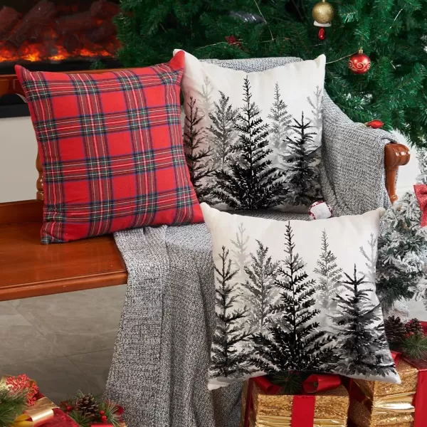 DFXSZ Christmas Pillow Covers 18x18 inch Set of 2 Watercolor Blue Green Christmas Tree Rustic Style Nature Forest Print Decorative Throw Pillows Winter Christmas Decor TH32B18Black