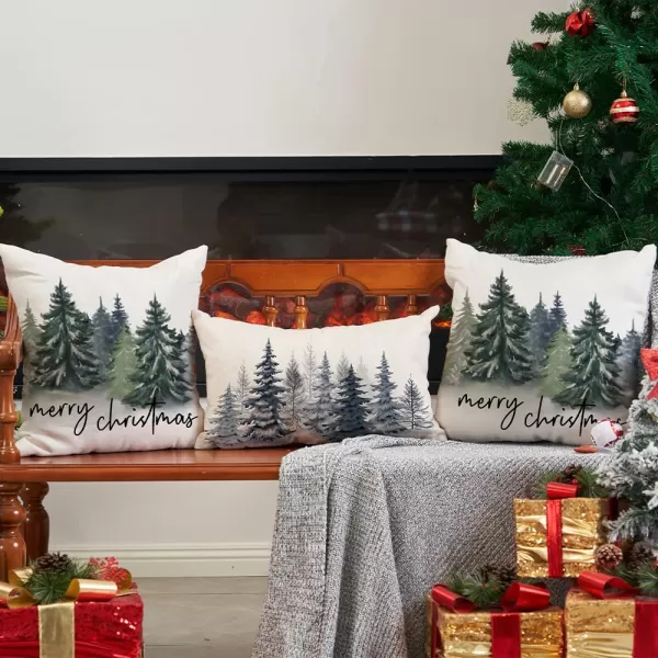 DFXSZ Christmas Pillow Covers 18x18 inch Set of 2 Watercolor Blue Green Christmas Tree Rustic Style Nature Forest Print Decorative Throw Pillows Winter Christmas Decor TH32B18Dark Green