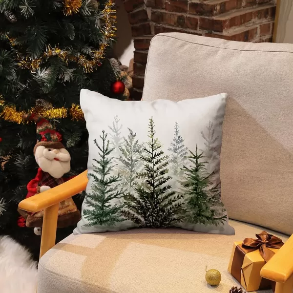DFXSZ Christmas Pillow Covers 18x18 inch Set of 2 Watercolor Blue Green Christmas Tree Rustic Style Nature Forest Print Decorative Throw Pillows Winter Christmas Decor TH32B18Black Green