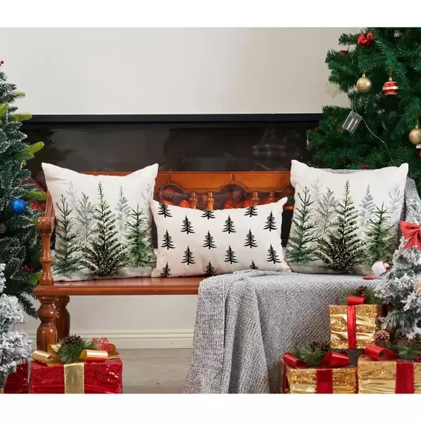 DFXSZ Christmas Pillow Covers 18x18 inch Set of 2 Watercolor Blue Green Christmas Tree Rustic Style Nature Forest Print Decorative Throw Pillows Winter Christmas Decor TH32B18Black Green