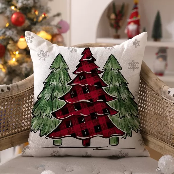 DFXSZ Christmas Pillow Covers 18x18 inch Set of 4 Christmas Tree Truck Black and red Plaid Decorative Throw Pillow Covers Winter Farmhouse Decoration for Home Couch BTHZ144A18Red Black