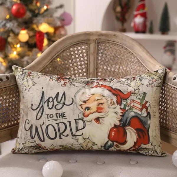 DFXSZ Christmas Pillow Covers 18x18 inch Set of 4 Santa Claus Reindeer Decorative Vintage Throw Pillow Covers Winter Retro Farmhouse Decoration for Home Couch BTHZ140B18Multicolor