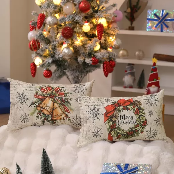 DFXSZ Christmas Pillow Covers 18x18 inch Set of 4 Santa Claus Reindeer Decorative Vintage Throw Pillow Covers Winter Retro Farmhouse Decoration for Home Couch BTHZ140B18Multicolor