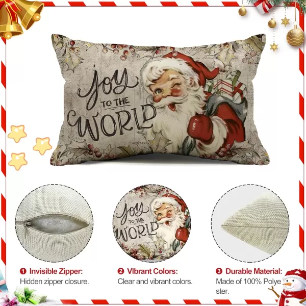 DFXSZ Christmas Pillow Covers 18x18 inch Set of 4 Santa Claus Reindeer Decorative Vintage Throw Pillow Covers Winter Retro Farmhouse Decoration for Home Couch BTHZ140B18Multicolor