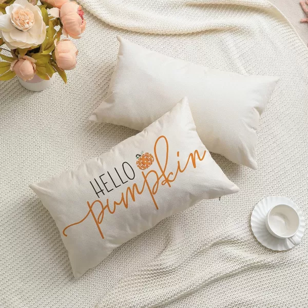 DFXSZ Fall Pillow Covers 12x20 inch Linen Autumn Hello Pumpkin Throw Pillow Covers for Sofa Bedroom Outdoor Farmhosue Cushion Home DecorationB5