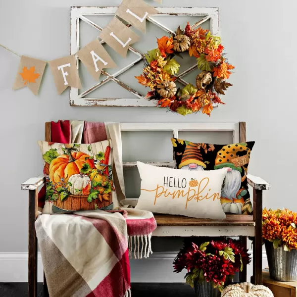 DFXSZ Fall Pillow Covers 12x20 inch Linen Autumn Hello Pumpkin Throw Pillow Covers for Sofa Bedroom Outdoor Farmhosue Cushion Home DecorationB5