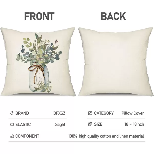 DFXSZ Farmhouse Pillow Covers 16x16 Set of 4Eucalyptus Leaves Decorations Truck Vase Home Sweet Home Linen Cushion Case Gifts for Home DecorA